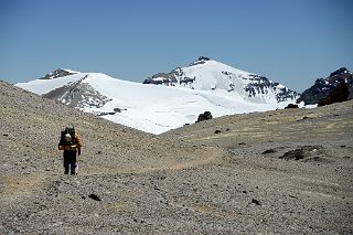 17 Agustin Leads The Way Across The Ameghino Col 5370m With Cerro Zurbriggen, Cupola de Gussfeldt And Cerro Link On The Way To Aconcagua Camp 2